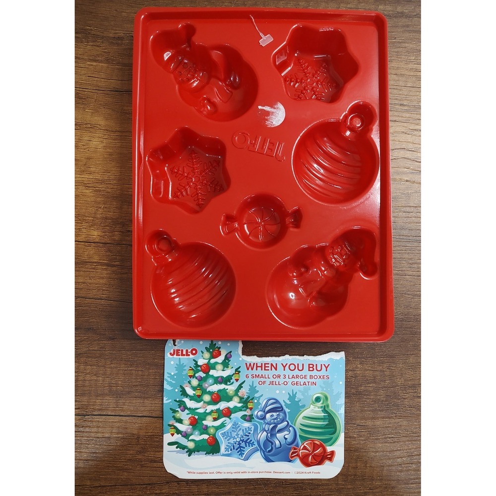 Christmas Jello Jigglers Mold Plastic Gelatin Holiday Red B2
